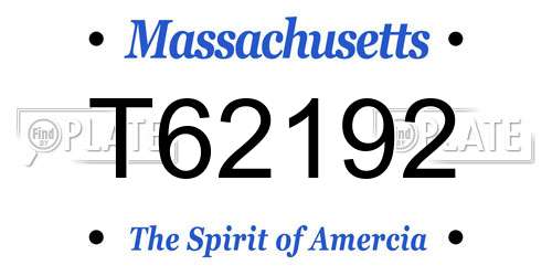 T62192 Massachusetts License Plate