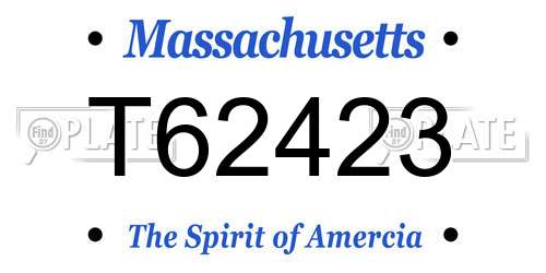 T62423 Massachusetts License Plate