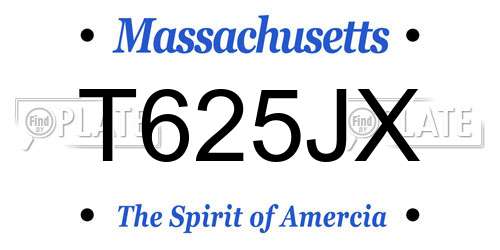 T625JX Massachusetts License Plate