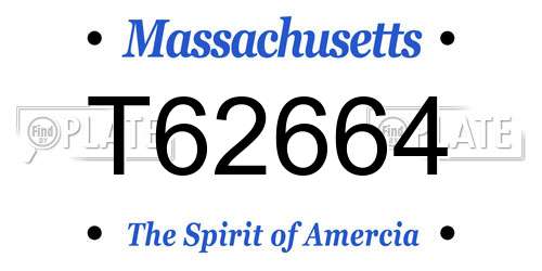 T62664 Massachusetts License Plate