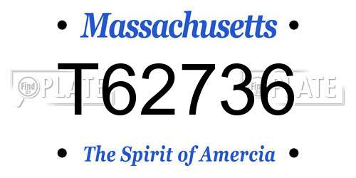 T62736 Massachusetts License Plate