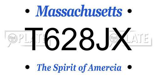 T628JX Massachusetts License Plate