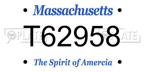 T62958 Massachusetts License Plate