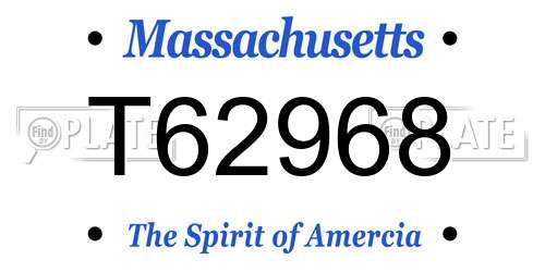 T62968 Massachusetts License Plate