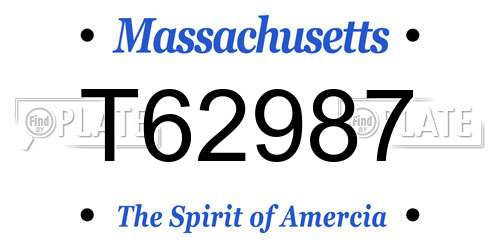 T62987 Massachusetts License Plate