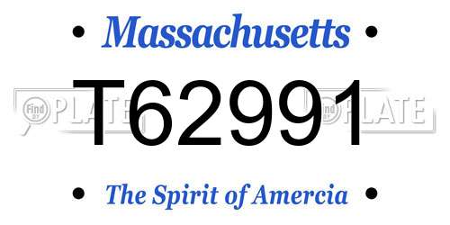 T62991 Massachusetts License Plate