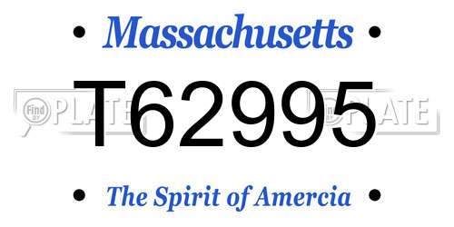 T62995 Massachusetts License Plate