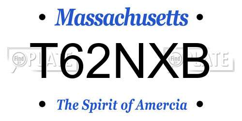 T62NXB Massachusetts License Plate