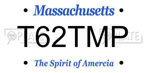 T62TMP Massachusetts License Plate
