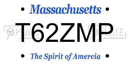 T62ZMP Massachusetts License Plate