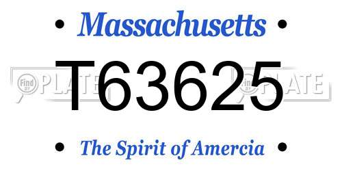 T63625 Massachusetts License Plate