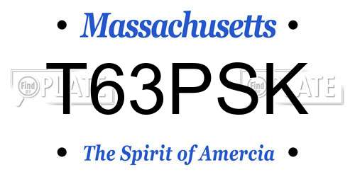 T63PSK Massachusetts License Plate