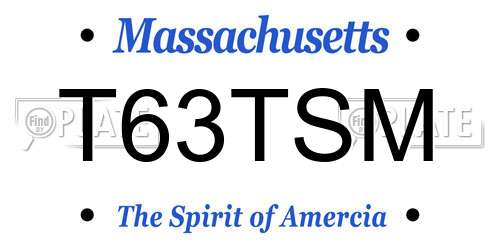 T63TSM Massachusetts License Plate