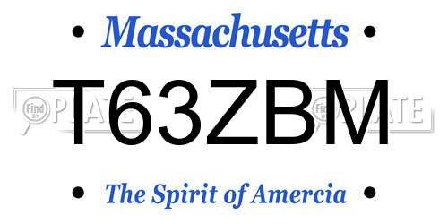 T63ZBM Massachusetts License Plate