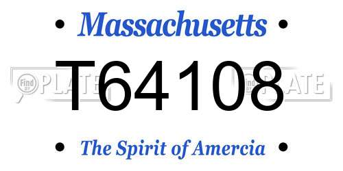 T64108 Massachusetts License Plate