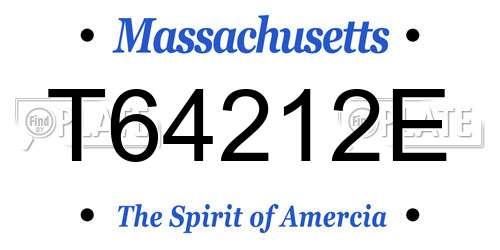 T64212E Massachusetts License Plate