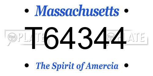 T64344 Massachusetts License Plate
