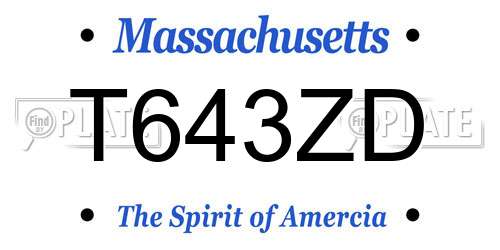 T643ZD Massachusetts License Plate