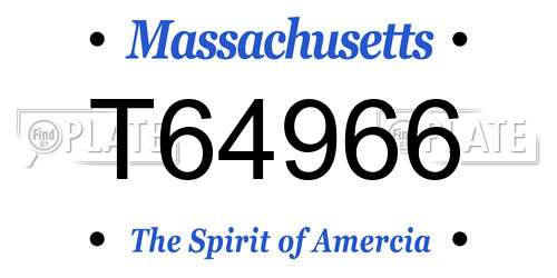 T64966 Massachusetts License Plate