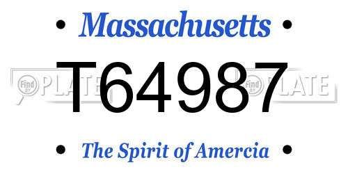T64987 Massachusetts License Plate