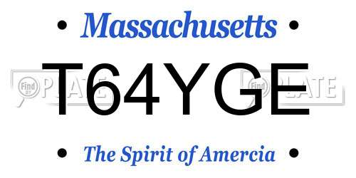 T64YGE Massachusetts License Plate