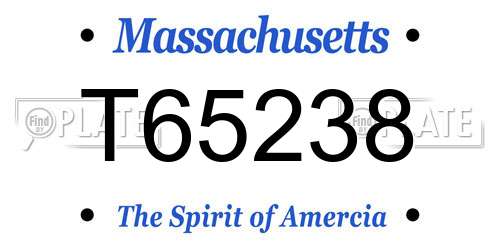 T65238 Massachusetts License Plate