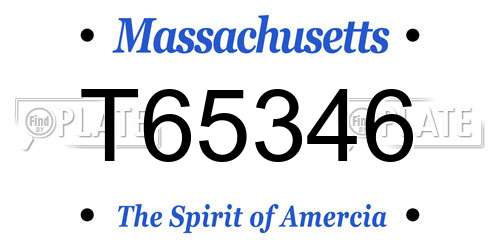 T65346 Massachusetts License Plate