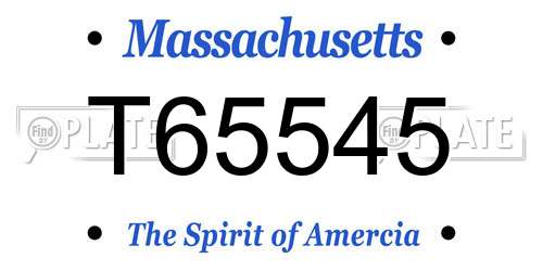 T65545 Massachusetts License Plate