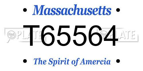 T65564 Massachusetts License Plate