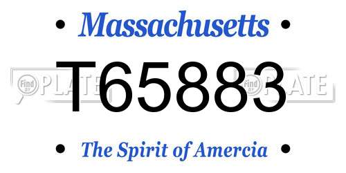 T65883 Massachusetts License Plate