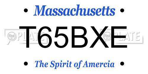 T65BXE Massachusetts License Plate