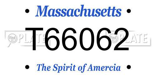 T66062 Massachusetts License Plate