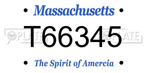 T66345 Massachusetts License Plate