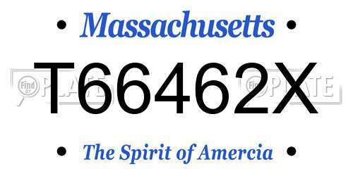T66462X Massachusetts License Plate