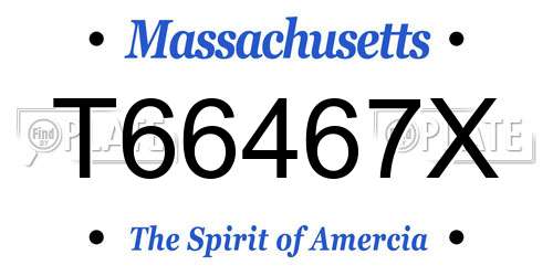 T66467X Massachusetts License Plate