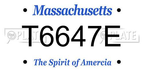 T6647E Massachusetts License Plate