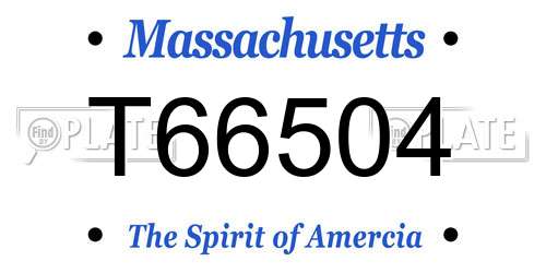 T66504 Massachusetts License Plate