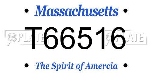 T66516 Massachusetts License Plate
