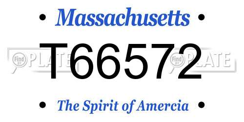 T66572 Massachusetts License Plate