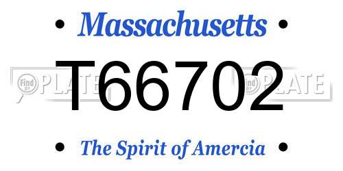 T66702 Massachusetts License Plate