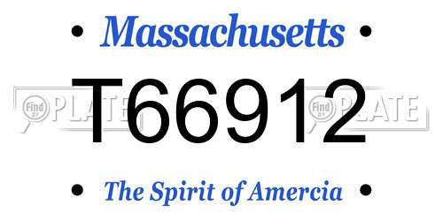 T66912 Massachusetts License Plate