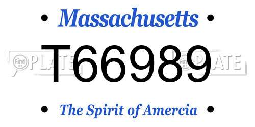 T66989 Massachusetts License Plate