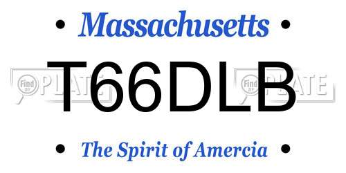 T66DLB Massachusetts License Plate