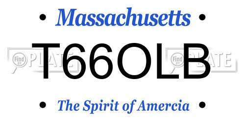 T66OLB Massachusetts License Plate