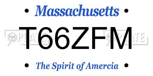 T66ZFM Massachusetts License Plate