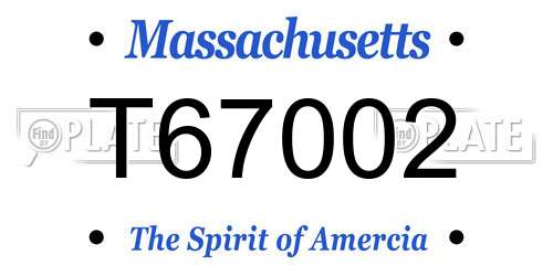 T67002 Massachusetts License Plate