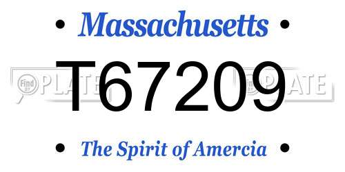 T67209 Massachusetts License Plate