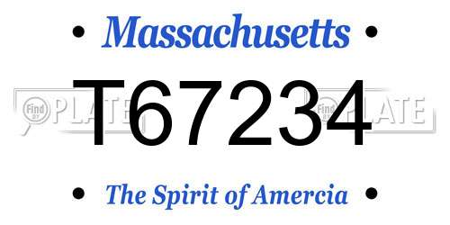 T67234 Massachusetts License Plate