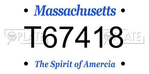 T67418 Massachusetts License Plate