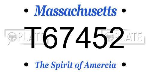 T67452 Massachusetts License Plate